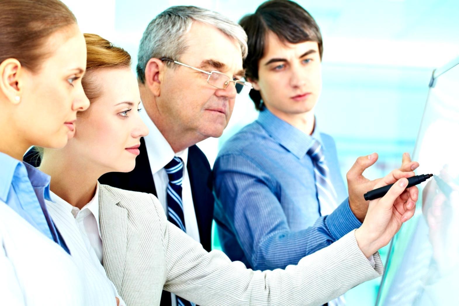 Executive team implementing organizational change strategy